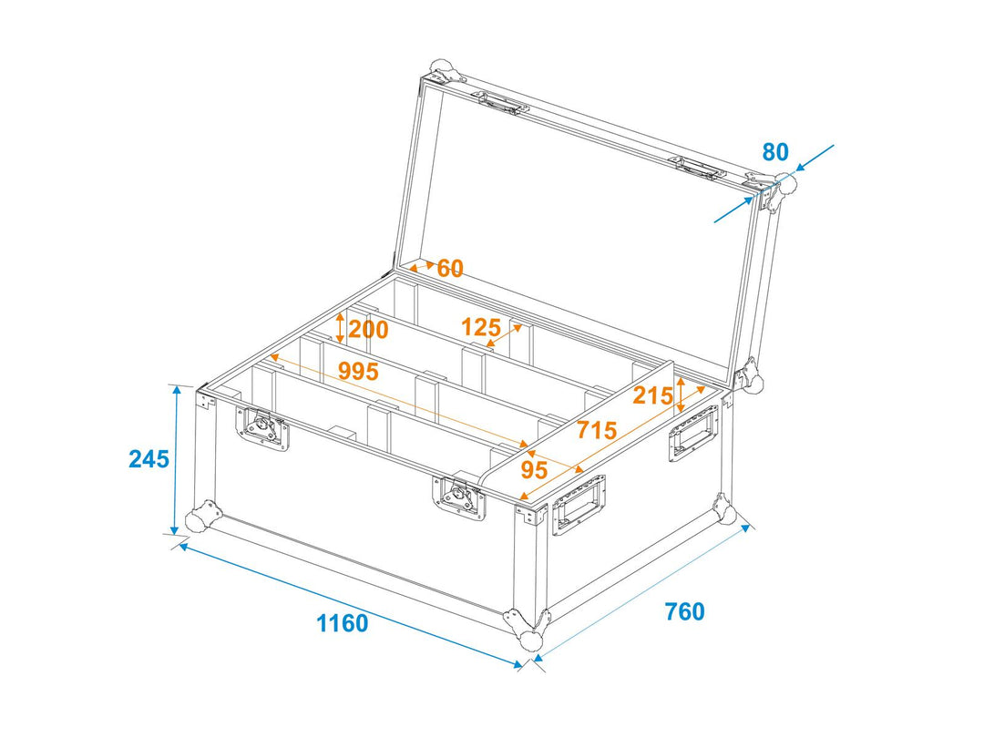 ROADINGER Flightcase para 4x LED PMB-8 COB QCL