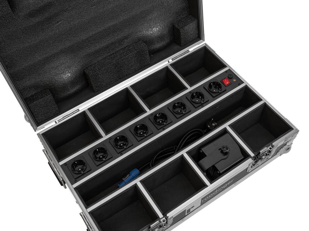 ROADINGER Flightcase para 8x AKKU Mini IP UP-4 QCL Spot MK2 con función de carga
