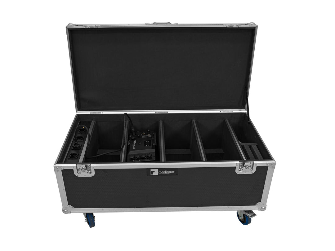 ROADINGER Flightcase 4x AKKU Multiflood IP 18x10W RGBW Wash CRMX con función de carga