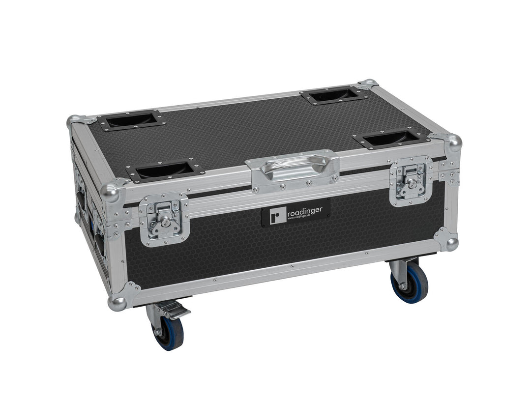 ROADINGER Flightcase para 6x AKKU UP-4 QCL Spot QuickDMX MK2 con función de carga y ruedas