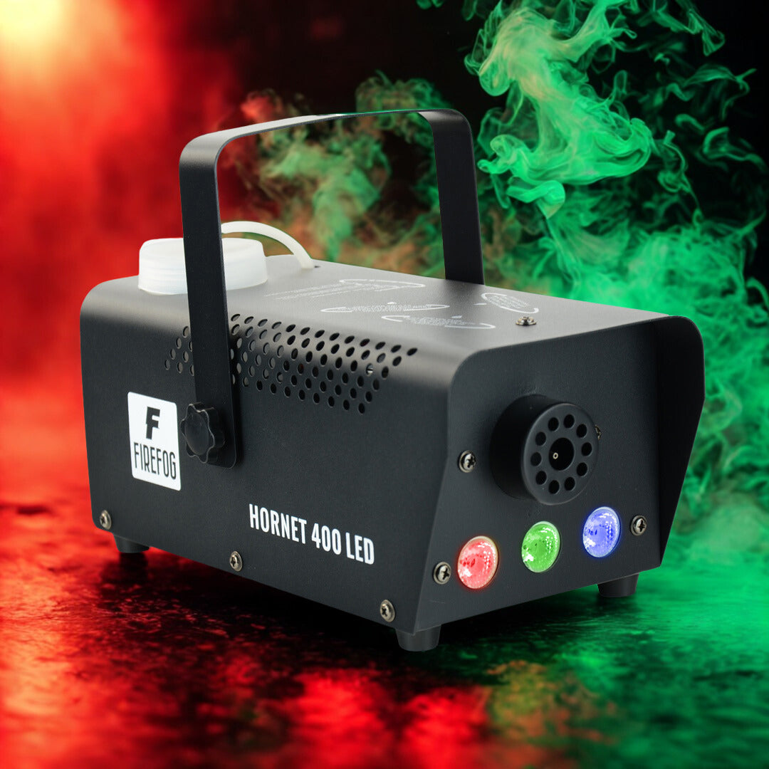 Firefog Hornet 400LED máquina de niebla de 400 W con LED y 2 mandos a distancia, negra