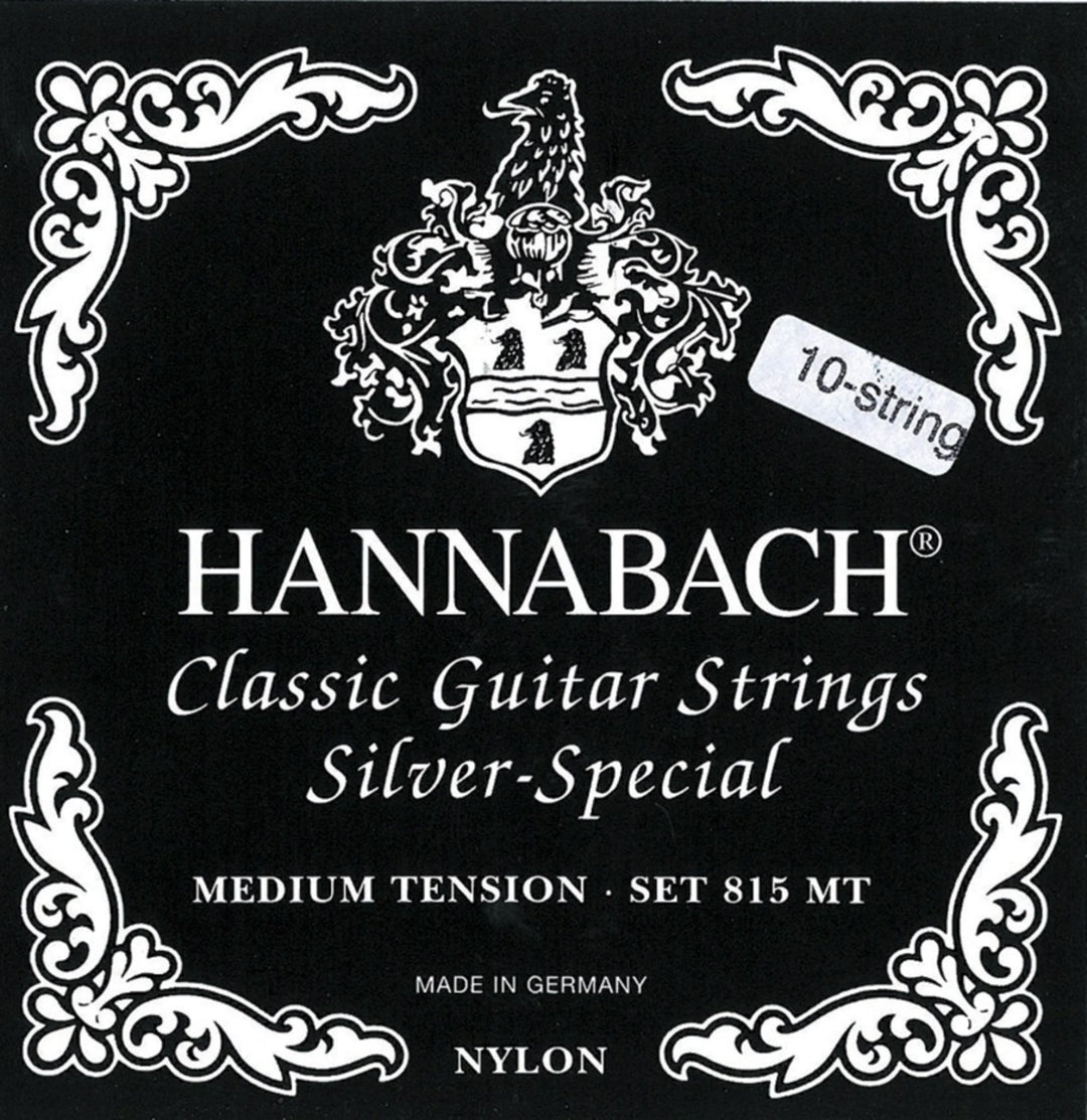 Cuerdas Hannabach para guitarra clásica Serie 815 Para guitarra de 8/10 cuerdas / tensión medium Plata special - Set de 8 cuerdas medium (81508ZMT)
