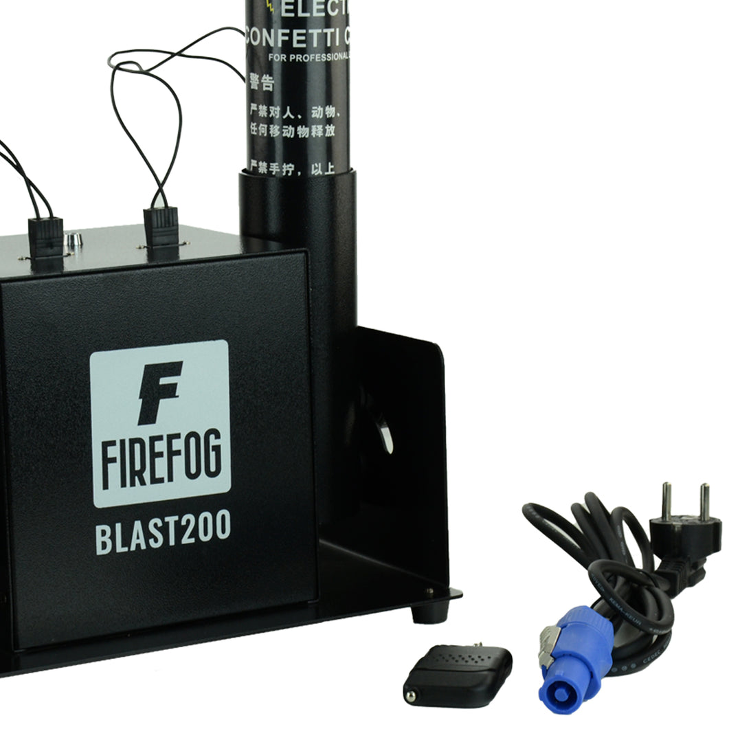 Firefog BLAST200 cañón de confeti eléctrico con dos tubos y mando a distancia