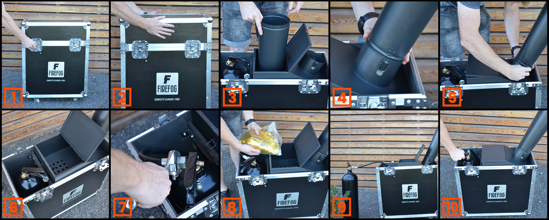 Firefog CANNON 1000+ cañón de confeti CO2 en case