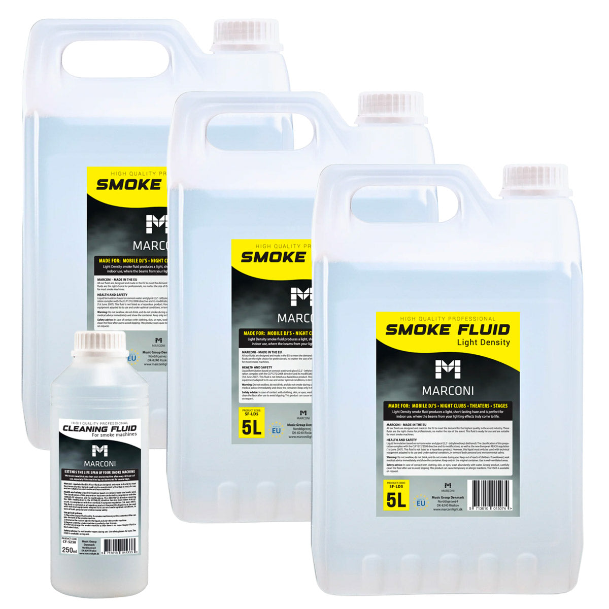 3 x 5L Líquido para humo (Light Density) + 250ml Líquido de limpieza