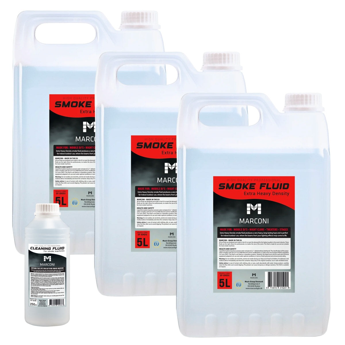 3 x 5L Líquido para humo (Extra Heavy Density) + 250ml líquido de limpieza