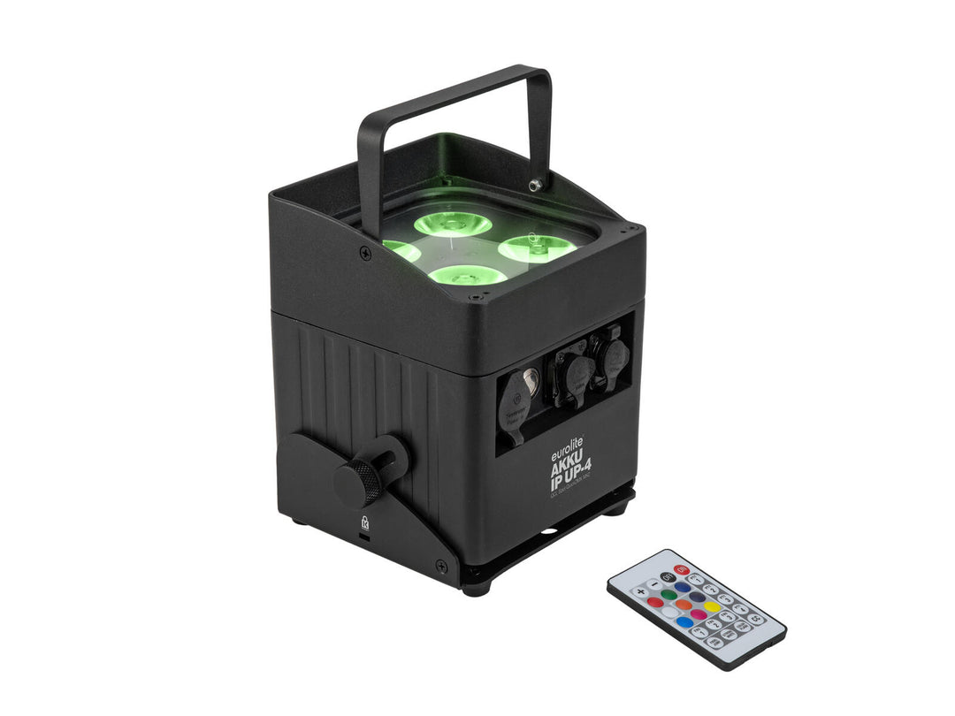 EUROLITE Set 4x AKKU IP UP-4 QCL Spot QuickDMX MK2 + Flightcase con ruedas y función de carga