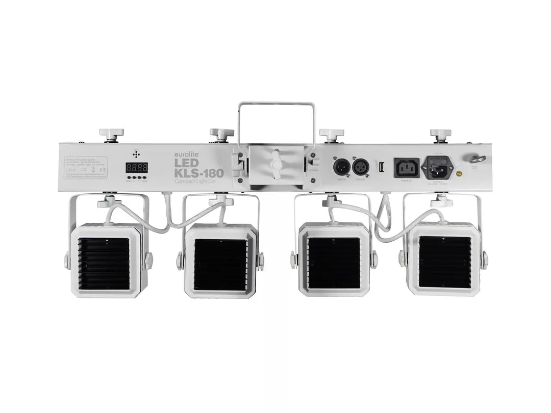 EUROLITE Set LED KLS-180 blanco + soportes de altavoz BS-2 EU en blanco