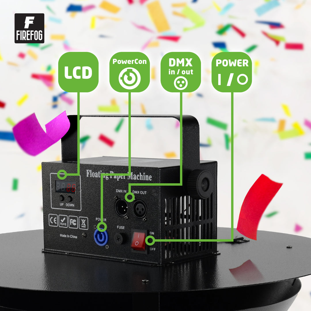 Firefog cañón de confeti eléctrico de 200 W con DMX y mando a distancia
