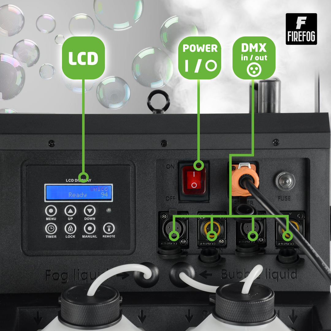 Firefog BUBBLE FOGGER 2000 máquina de niebla y burbujas con LED y DMX