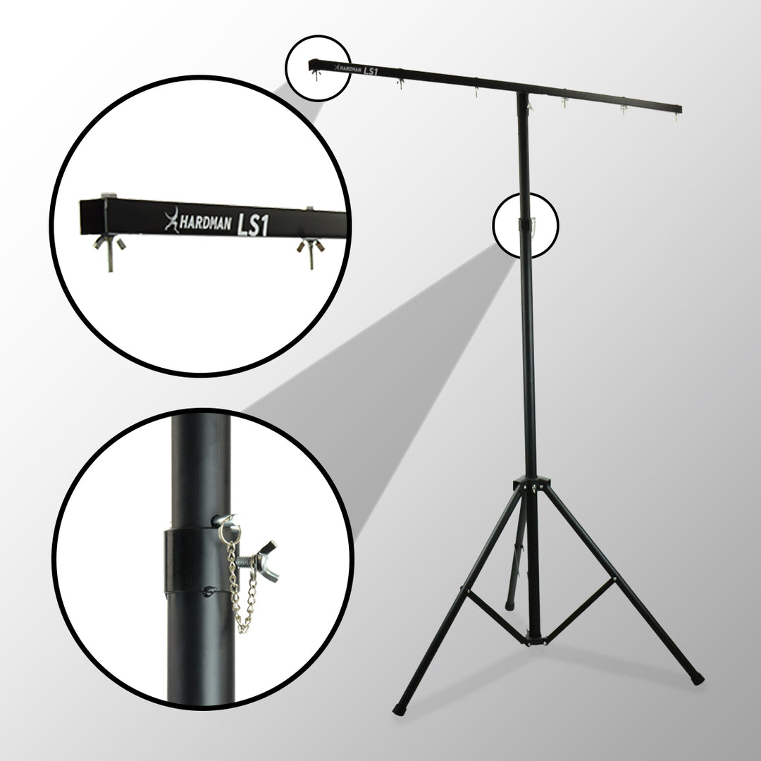 Hardman LS1 soporte de iluminación con barra transversal, de 1,6 a 2,8 m, 45 kg