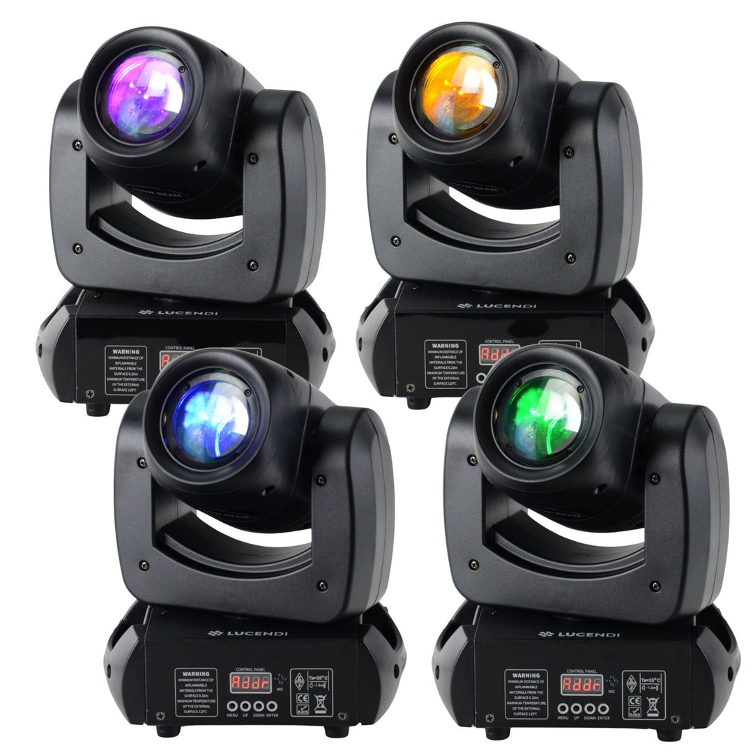 Lucendi BEAM100 moving head, set de 4 uds. y case