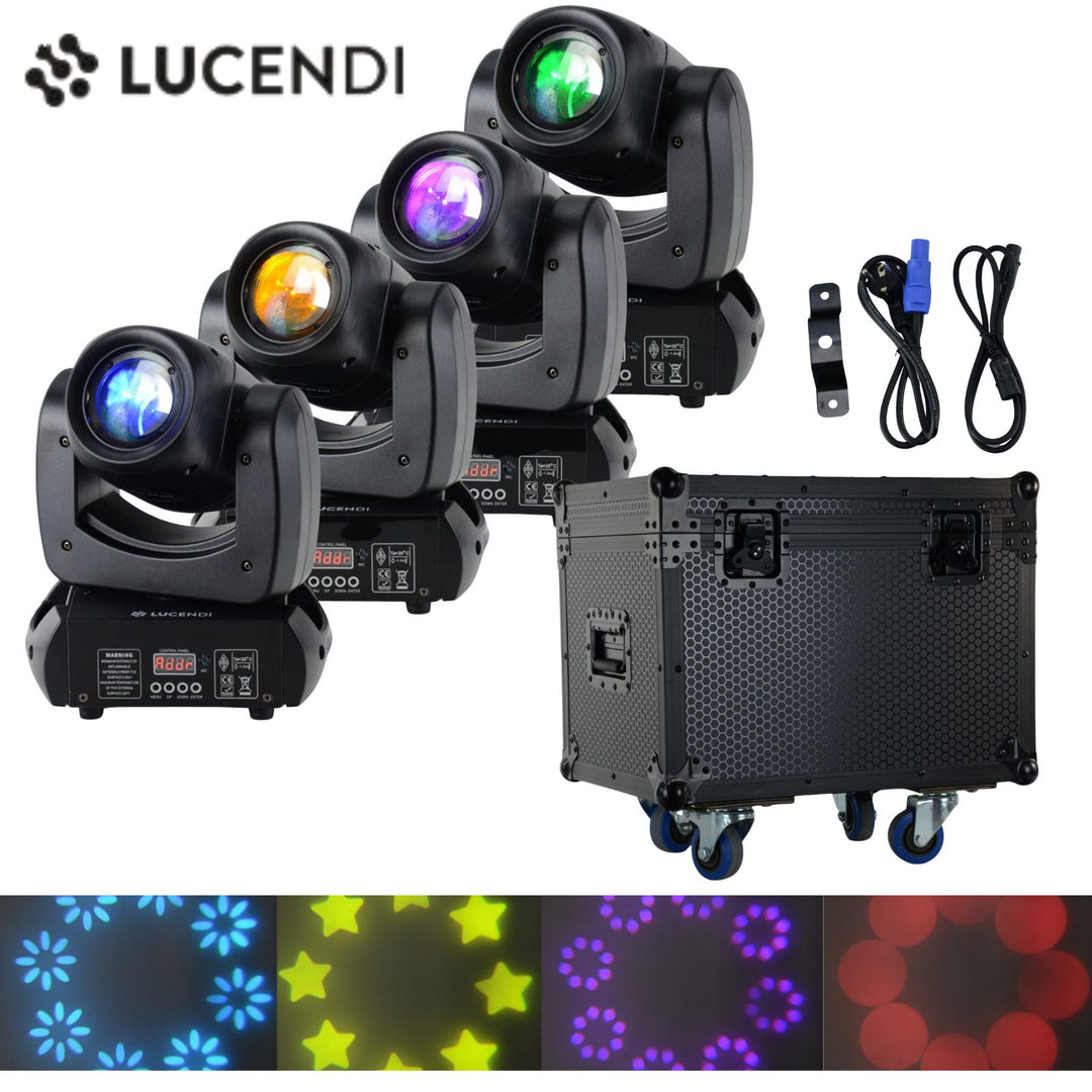 Lucendi BEAM100 moving head, set de 4 uds. y case