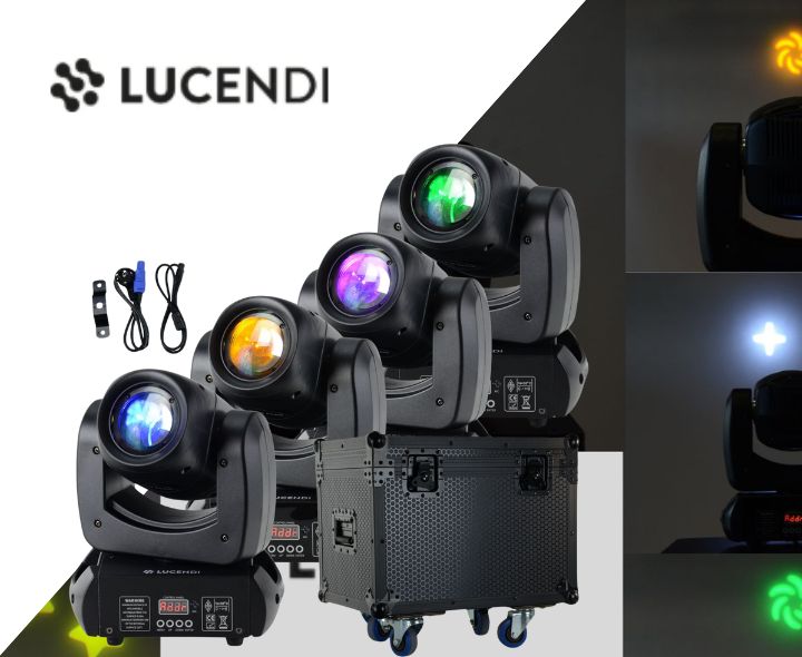 Lucendi BEAM100 moving head, set de 4 uds. y case