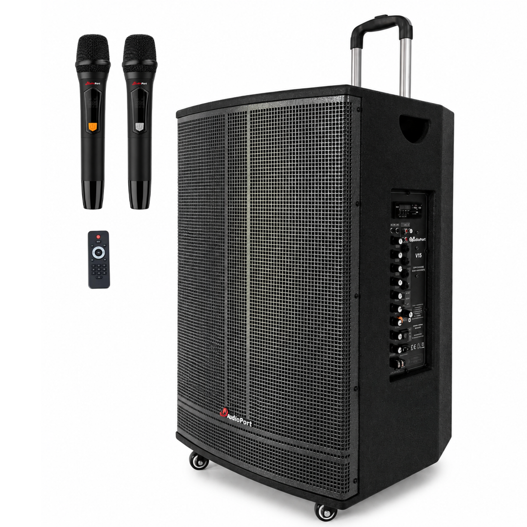 Audioport V15 altavoz activo portátil de 500 W con 2 micrófonos