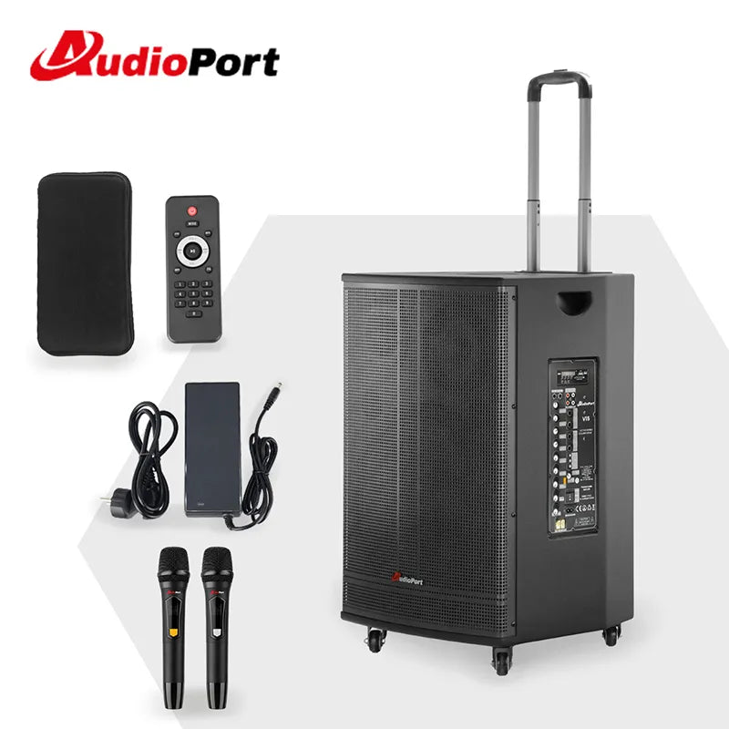 Audioport V15 altavoz activo portátil de 500 W con 2 micrófonos