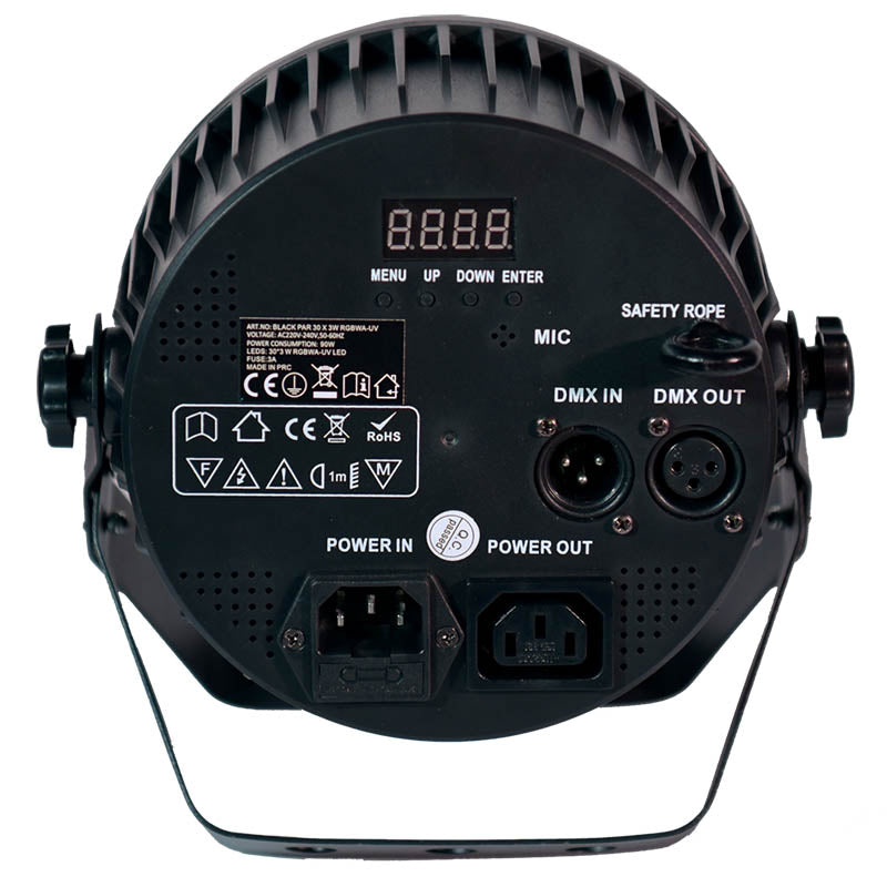 LIGHT4ME BLACK PAR 30x3W RGBA-UV LED pålidelig scenespotlight