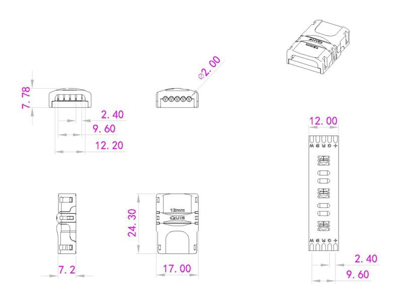 EUROLITE LED Tira flexible con conector de 5 pines 12 mm