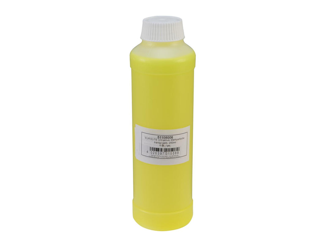 Tinta para sellos UV-activa EUROLITE, amarilla transparente, 250ml