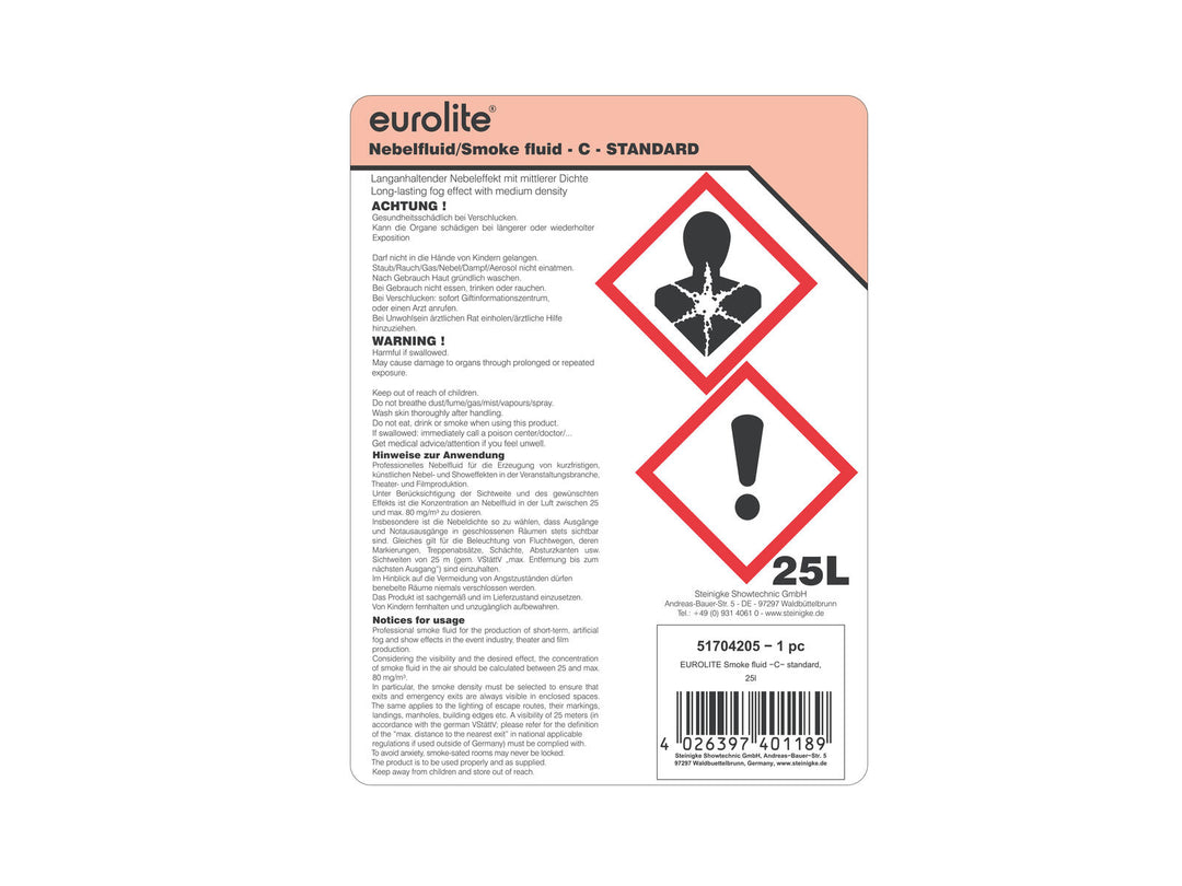 EUROLITE SMOKE FLUID -C- Standard, fluido de humo de 25l