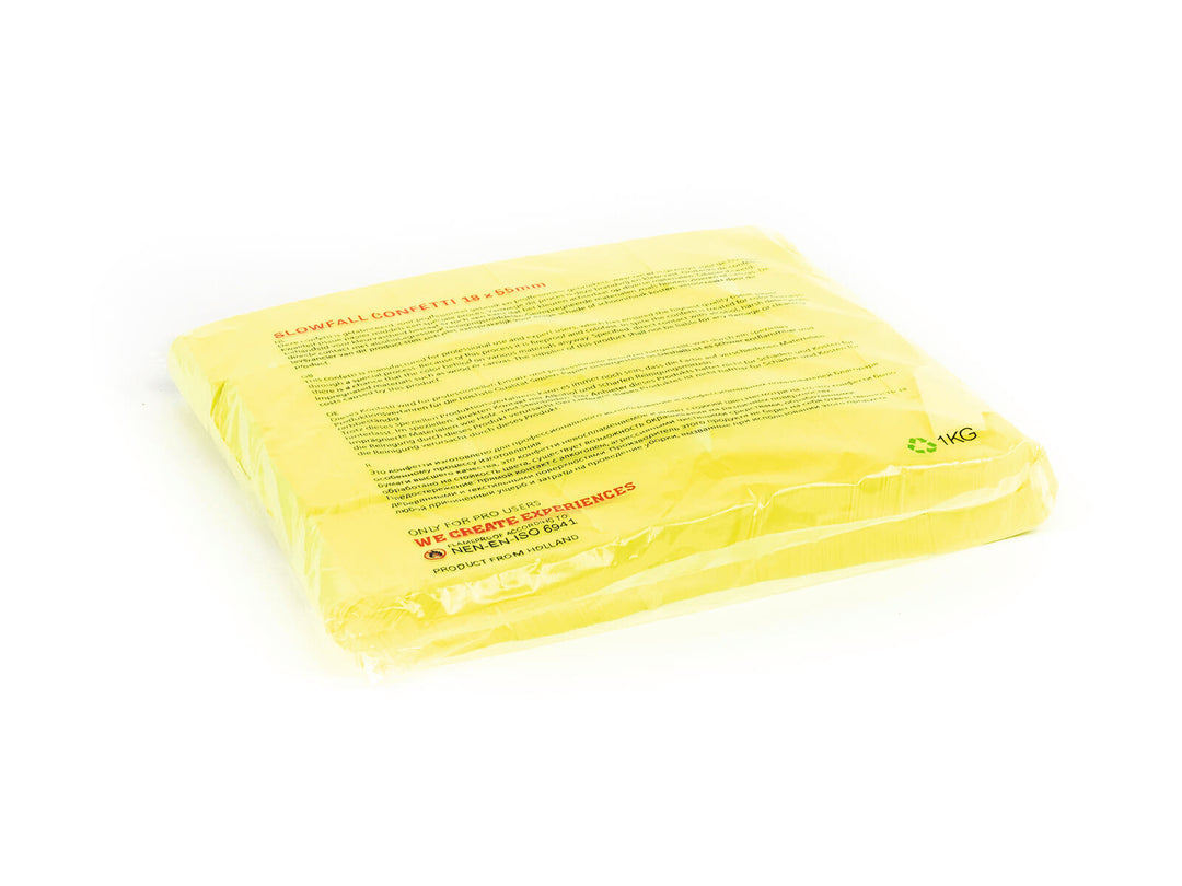 TCM FX Confeti de caída lenta rectangular 55x18mm, amarillo neón, activo con uv, 1kg