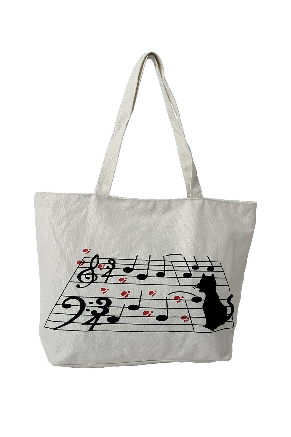 GEWA bolsa de tela con partituras y un gato, blanca, 47 x 33 cm