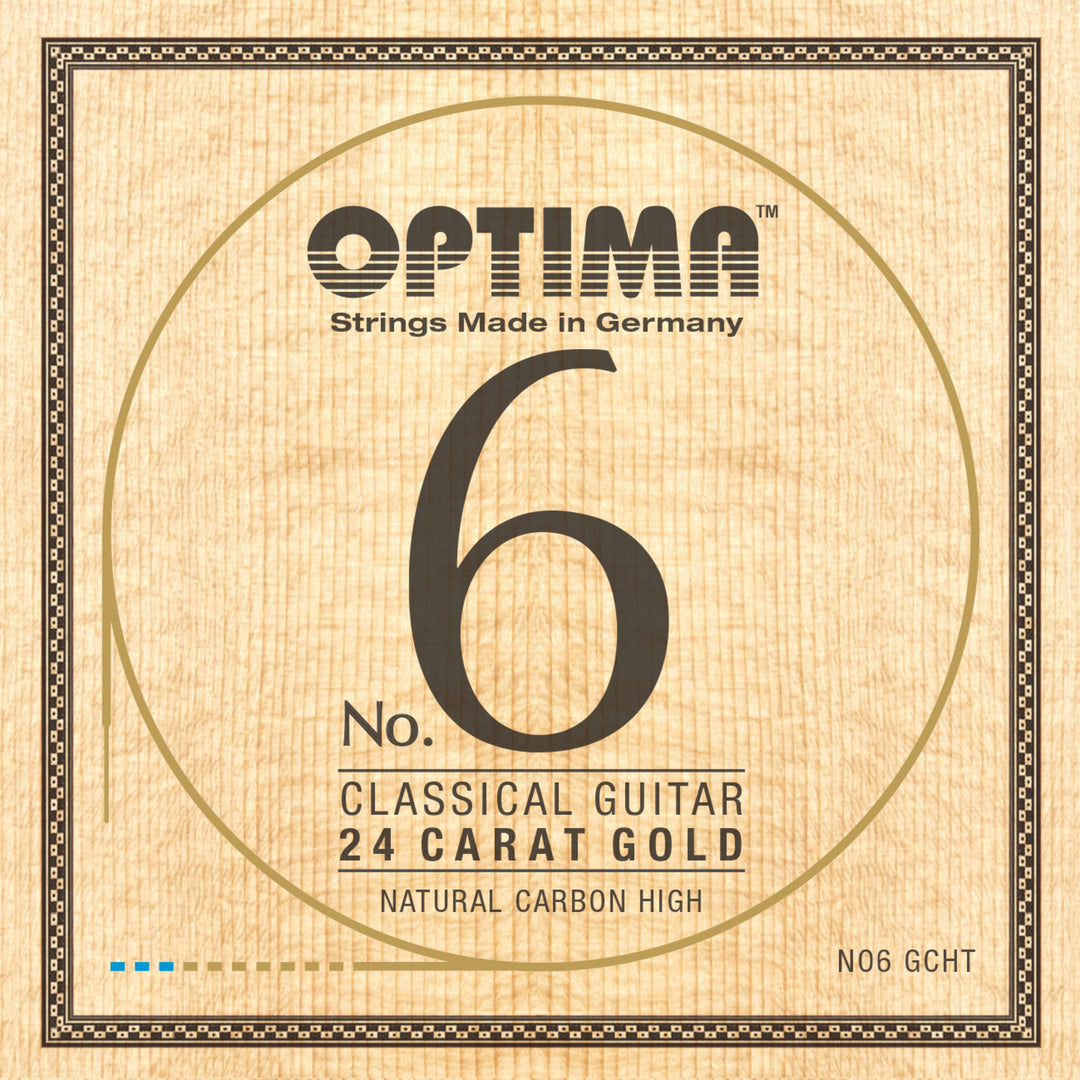 Optima cuerdas para guitarra clásica No. 6 de oro de 24 quilates - Set Carbon Gold High (NO6.GCHT)