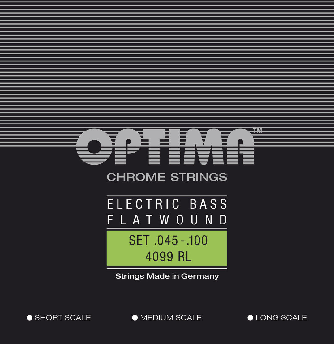 Cuerdas de bajo eléctrico Optima Chrome Strings Flat Wound medium scale - set (4099M)