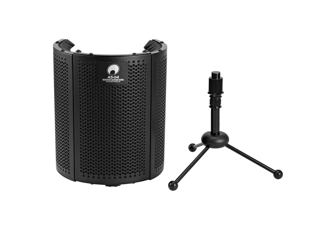OMNITRONIC AS-04 Sistema de absorción para micrófono de sobremesa, plegable con trípode