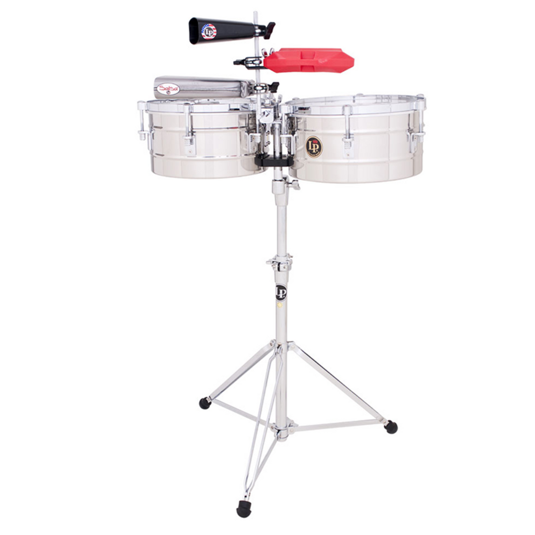 Latin Percussion Timbales Tito Puente de acero inoxidable - 13"/14" (LP256-S)