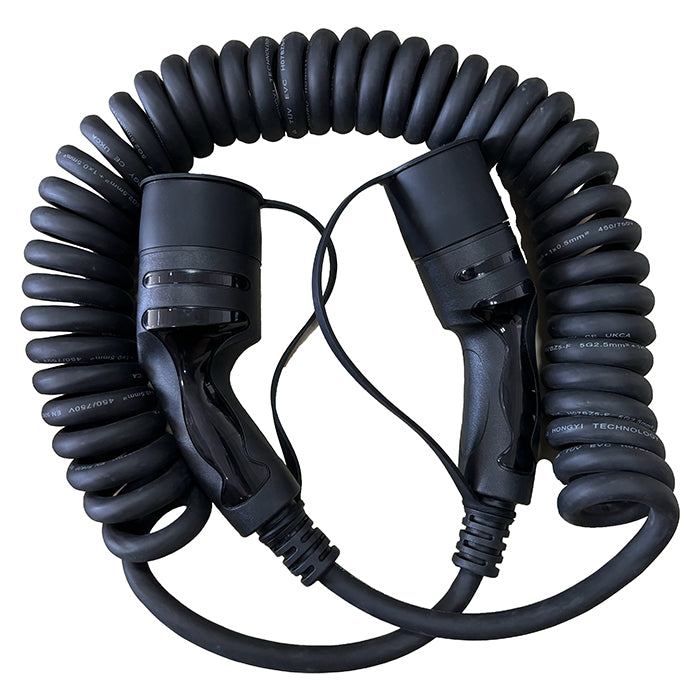 Cable de carga en espiral Tipo 2 32A trifásico 5 metros