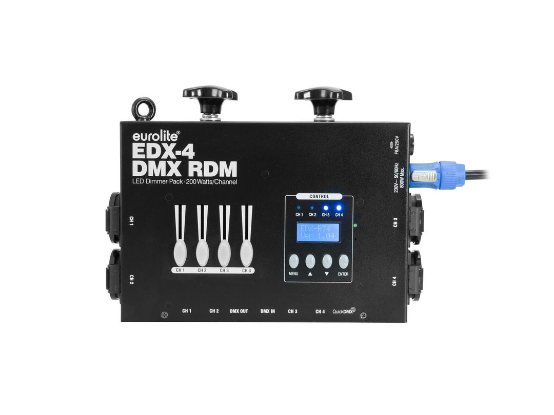 EUROLITE Set 4x PAR-30 Foco bk dim2warm + EDX-4 DMX RDM LED Regulador de intensidad Pack
