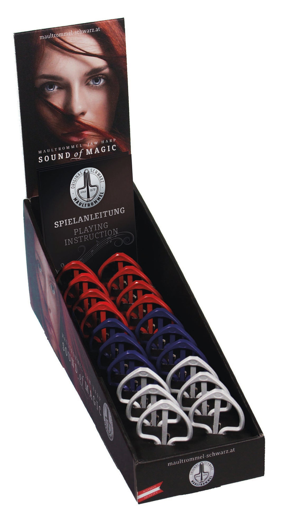 Original Negro Arpa de boca Jew's-harp Display-Box - Tamaño 6