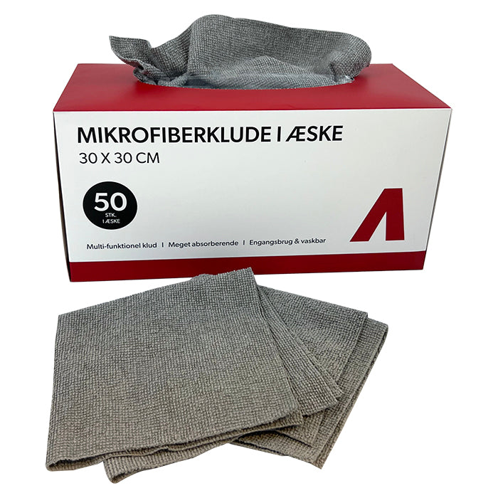 Paños de microfibra en caja, 30x30 cm, 180gsm, 50 unidades
