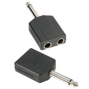 Adaptador de Audio 2 x Jack Mono 6.3 mm Hembra a Jack Mono 6.3 mm