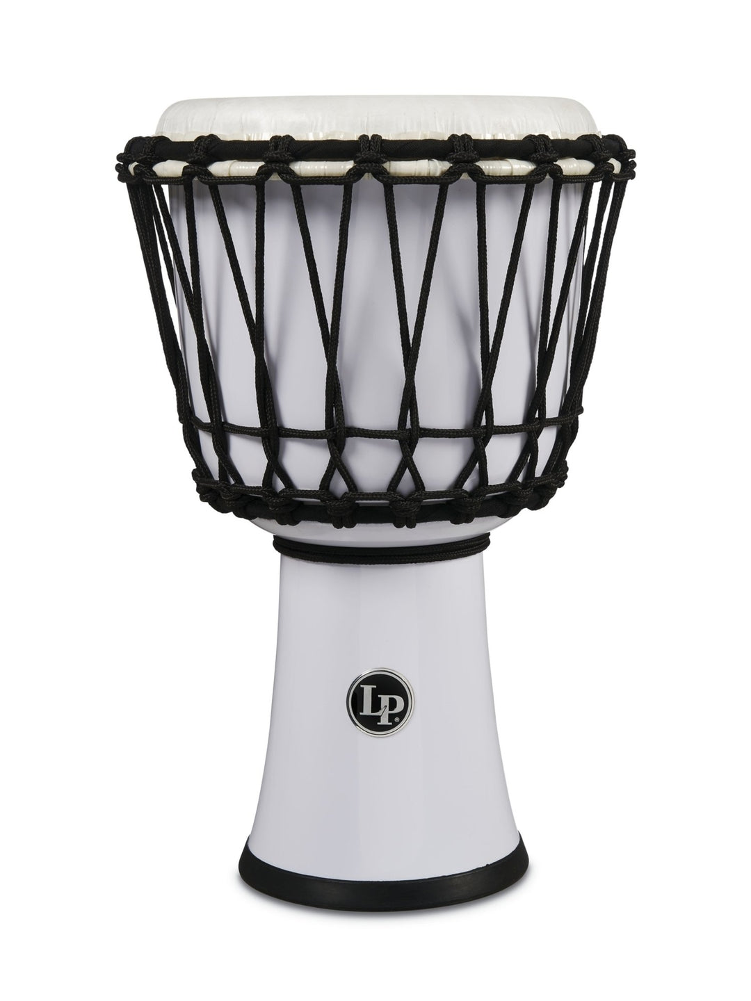 Latin Percussion Djembé World de 7 pulgadas con afinación mediante cuerda Circle - White (LP1607WH)