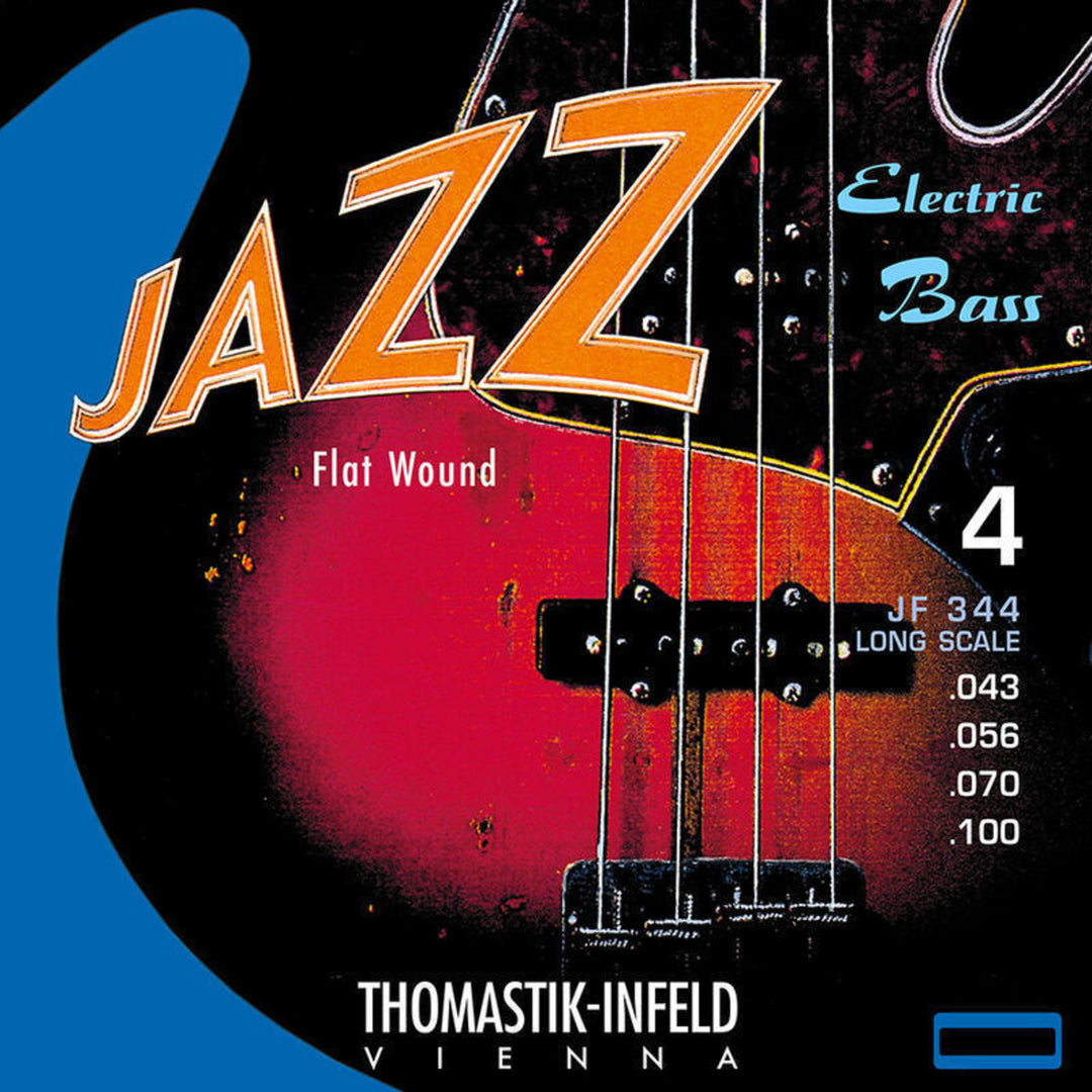 Thomastik-Infeld Cuerdas para bajo eléctrico Jazz Bass Flat wound - Conjunto de 4 cuerdas largo (JF344)