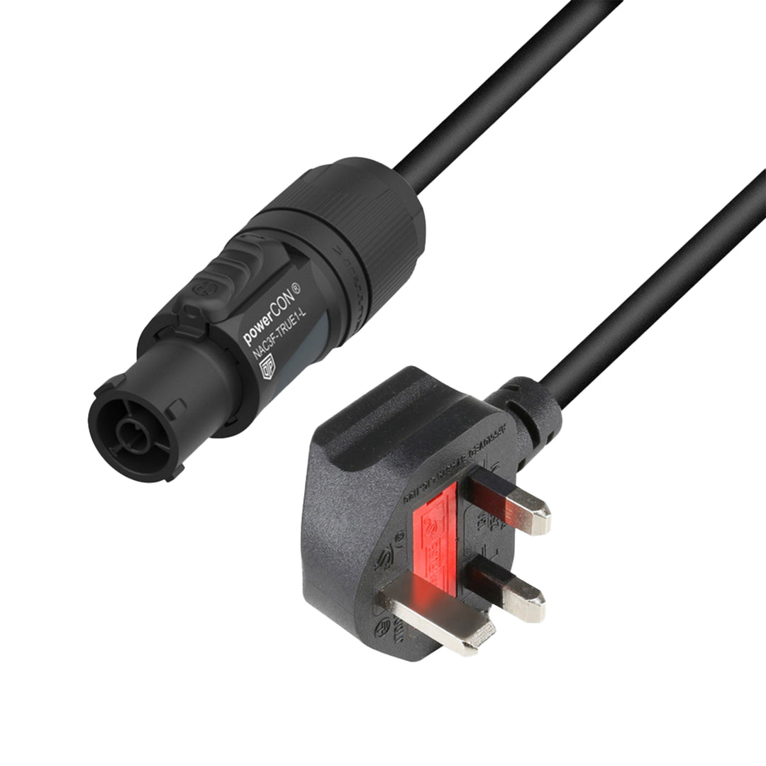Adam Hall Cables 5 STAR TCON 0150 GB - Cable de alimentación | Neutrik TRUE1® x BS1363/A con cable Titanex® | 1,5 m