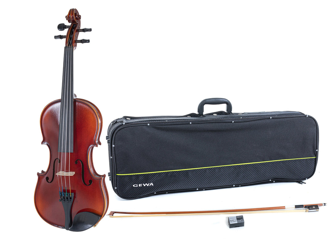 GEWA Violines Ideale - 4/4 lefthand (Listo para tocar, incluye estuche de violín, arco de Massaranduba, cuerdas Larsen Aurora, asegurado para el transporte)