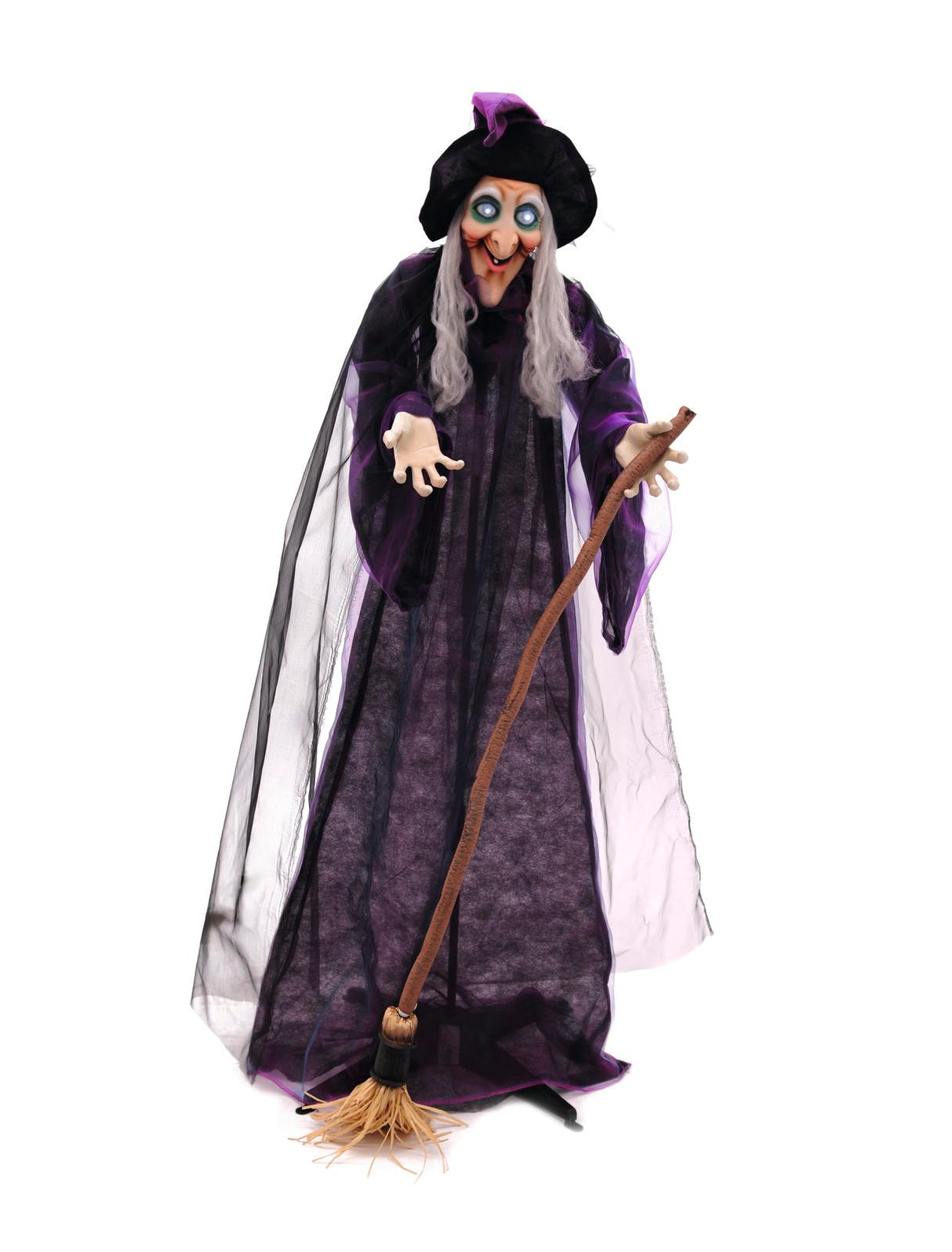 Halloween witch with broom, 175 cm