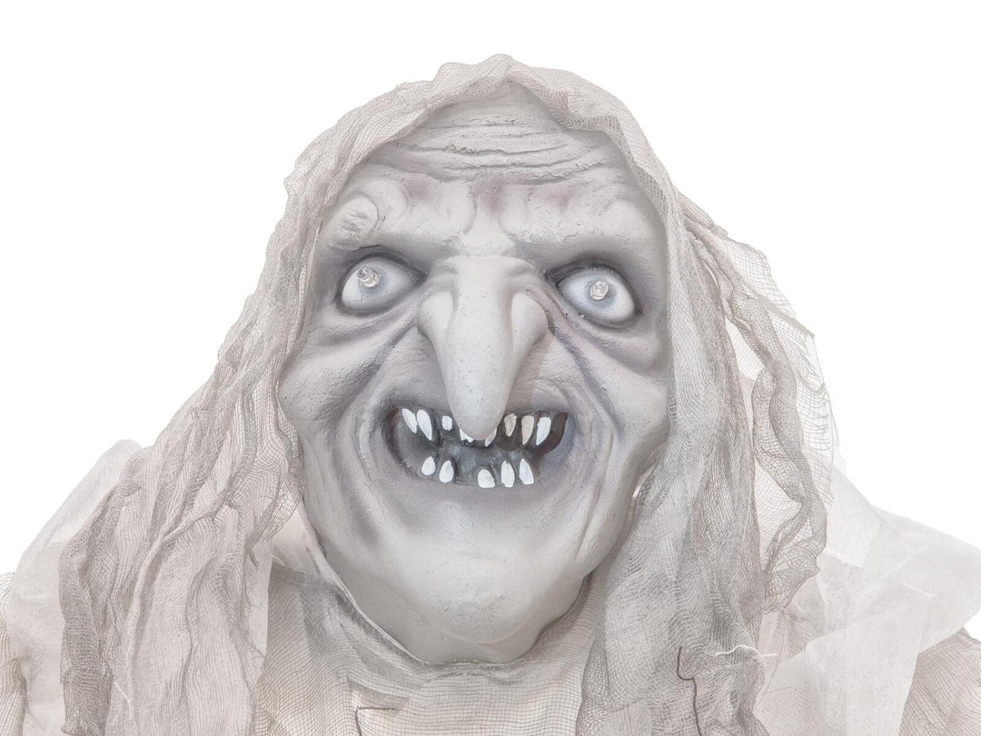 Bruja de Halloween, blanca, animada, 170 cm