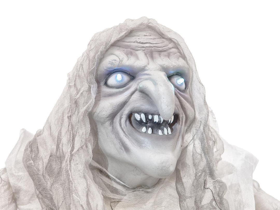 Bruja de Halloween, blanca, animada, 170 cm