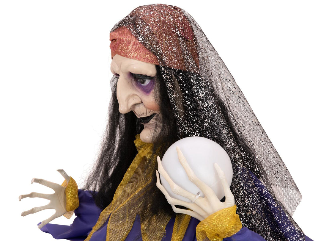 Figura de Halloween adivina con bola de cristal, animada, 40 cm