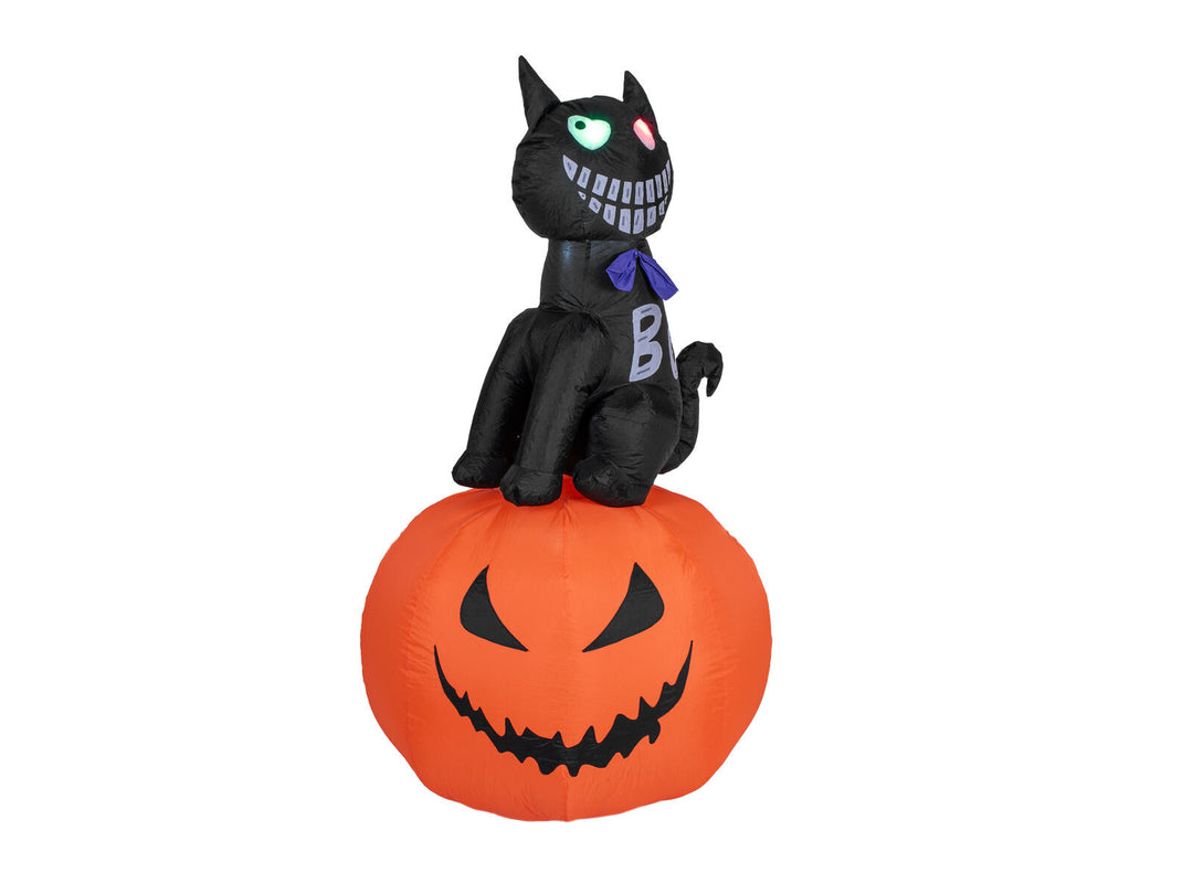 Halloween oppustelig figur kat med græskar, 180 cm