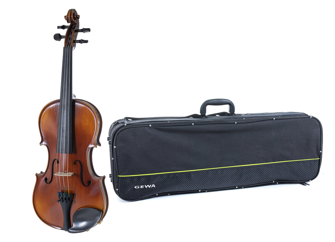 GEWA Violines Allegro - 4/4 para zurdos (Listo para tocar incl. estuche de violín, sin arco, con cuerdas Larsen Aurora)