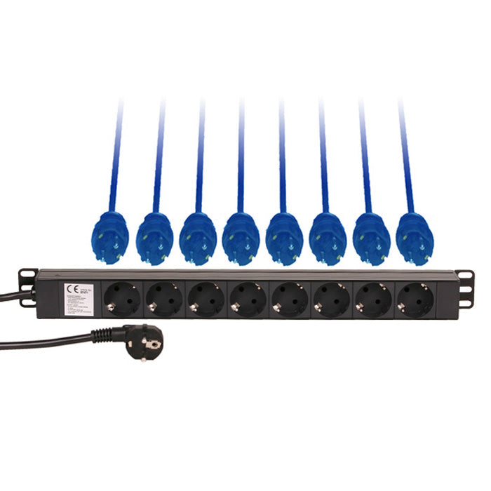 Adam Hall 1U Rack Distribuidor de Corriente (Schuko)