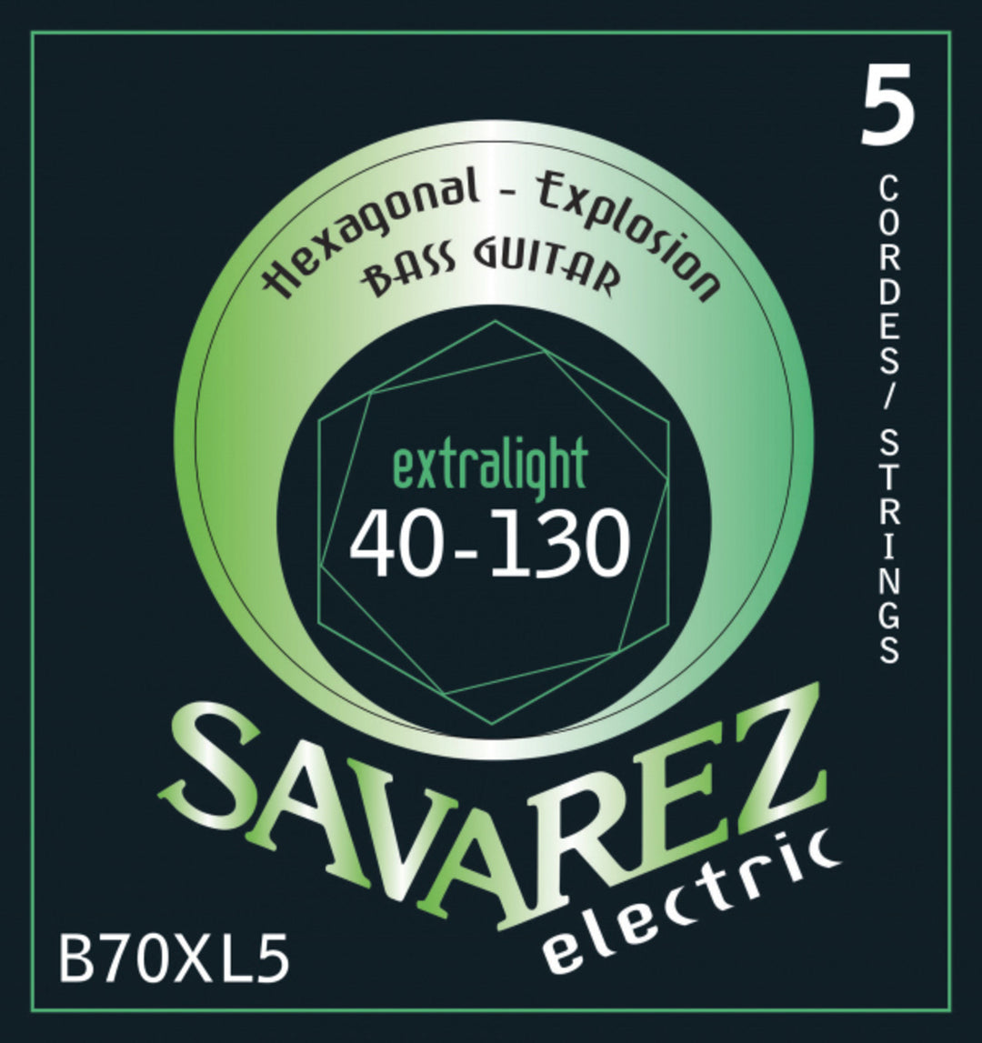 Savarez Cuerdas de bajo eléctrico Hexagonal Explosion - 5 cuerdas Ex-Light (B70XL5)