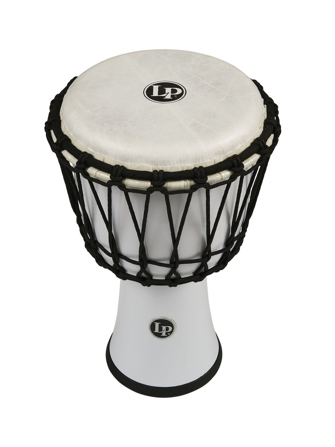 Latin Percussion Djembé World de 7 pulgadas con afinación mediante cuerda Circle - White (LP1607WH)