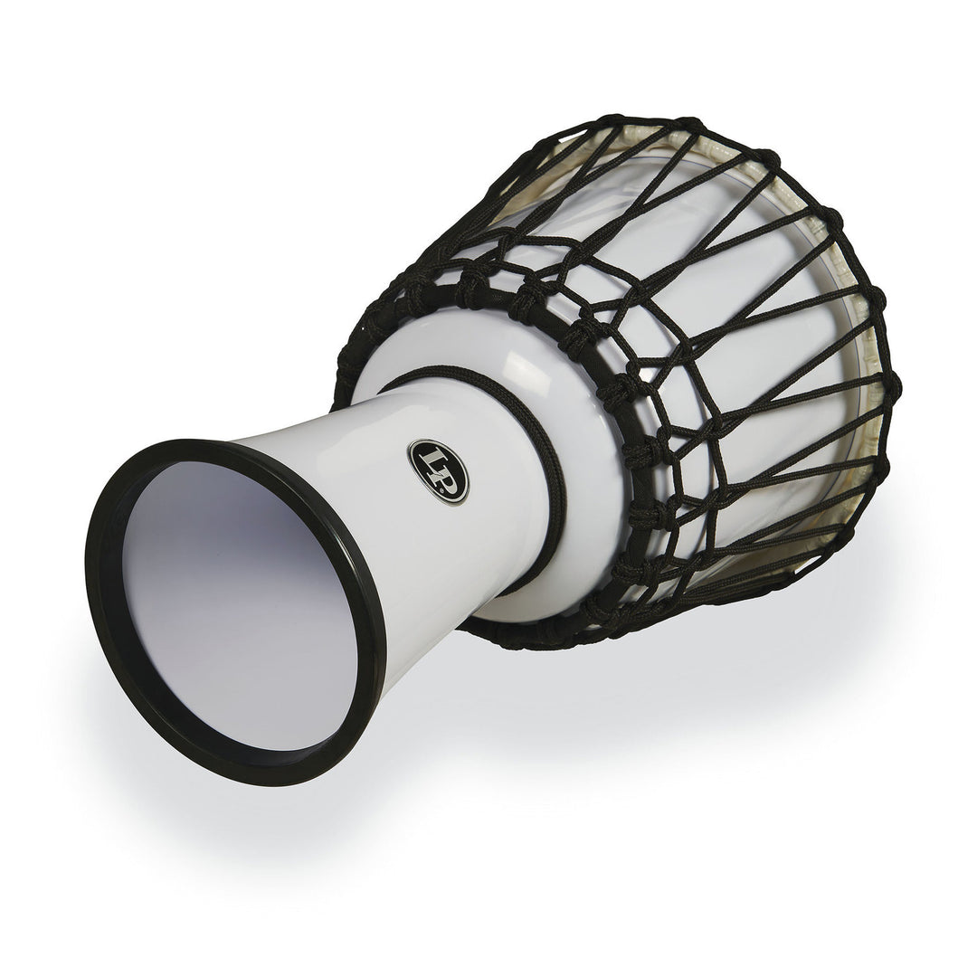 Latin Percussion Djembé World de 7 pulgadas con afinación mediante cuerda Circle - White (LP1607WH)