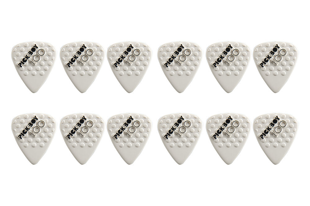 Pick Boy Ceramic Power púas de 1,00 mm, blancas con protuberancias, 12 unidades